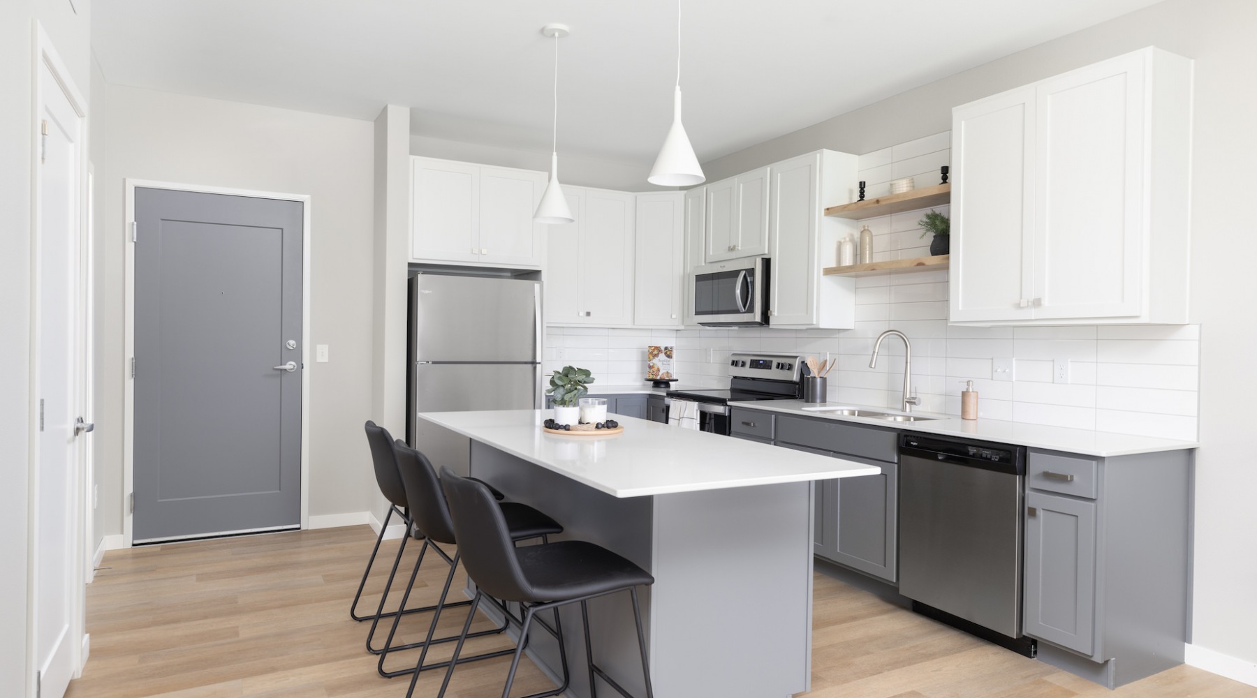 Well-lit kitchen with ample counter space